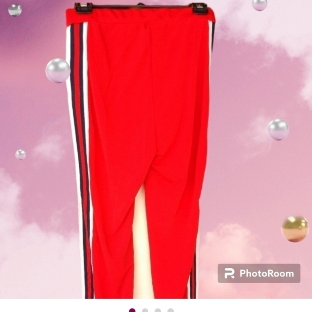 Red Track Pants Straight Leg Small Y2K - Picture 5 of 5